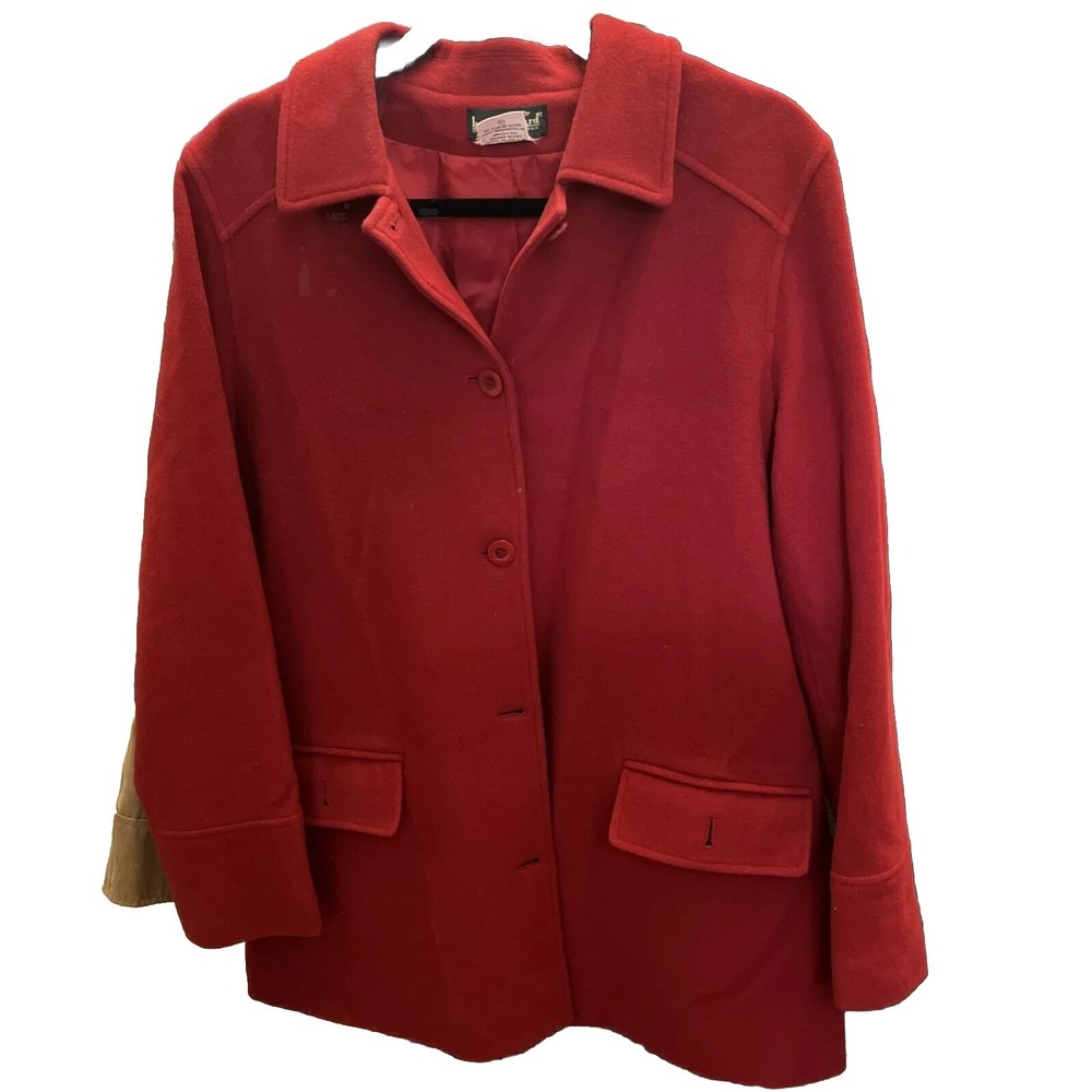 Harve Benard Red Wool Cashmere Blend Blazer Jacket Size 14 Single Breasted